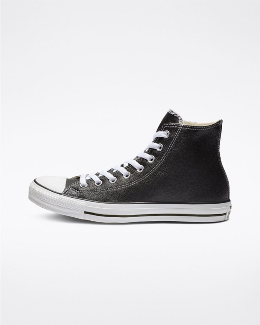 Women's Converse Chuck Taylor All Star Leather High Top Shoes Black | AU 18E53X